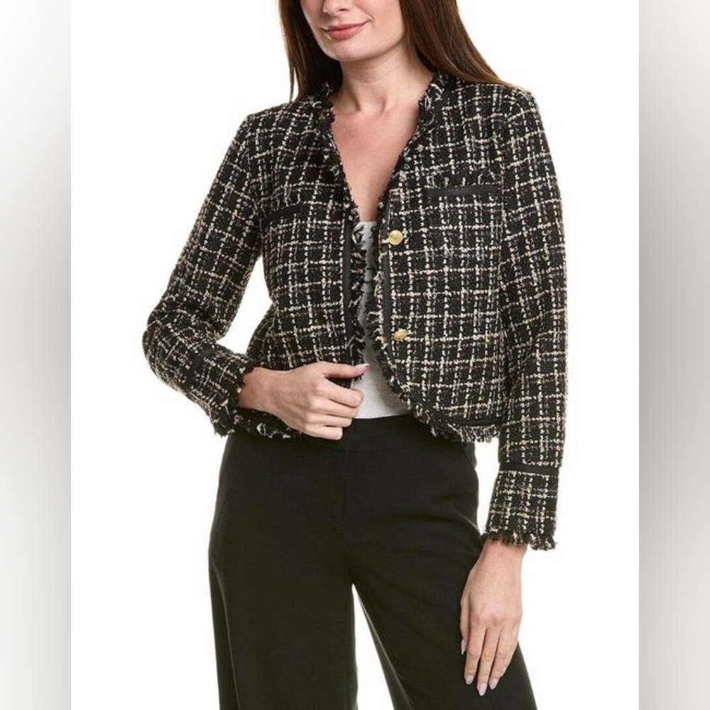 Nanette Lepore Black and Cream Tweed Blazer. Size M. - Picture 2 of 10